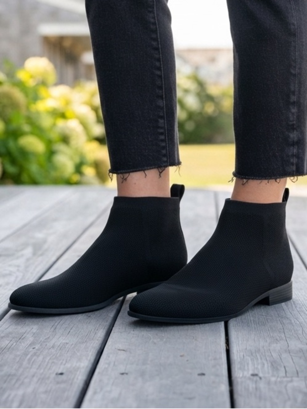 Style & Co Summer light Black Women's Knit Ankle Boots booties classy easy on 8M
